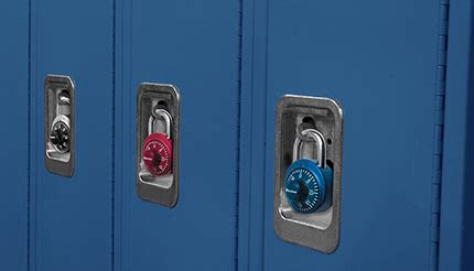 lockers with padlock locks.